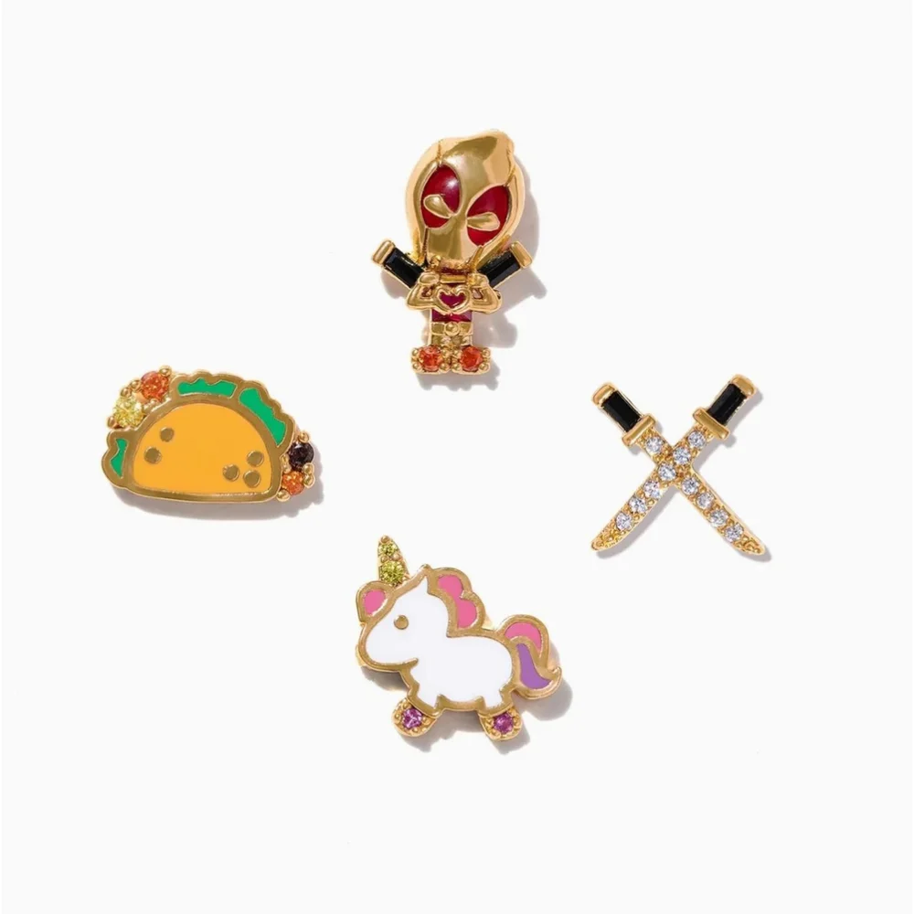 Gold Marvel Deadpool Stud Earrings